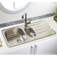 Inset 1.5 Bowl Stainless Steel Topmount Kitchen Sink with Drainer